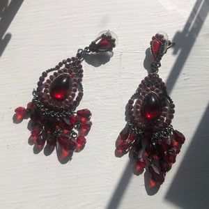 Red chandelier earrings